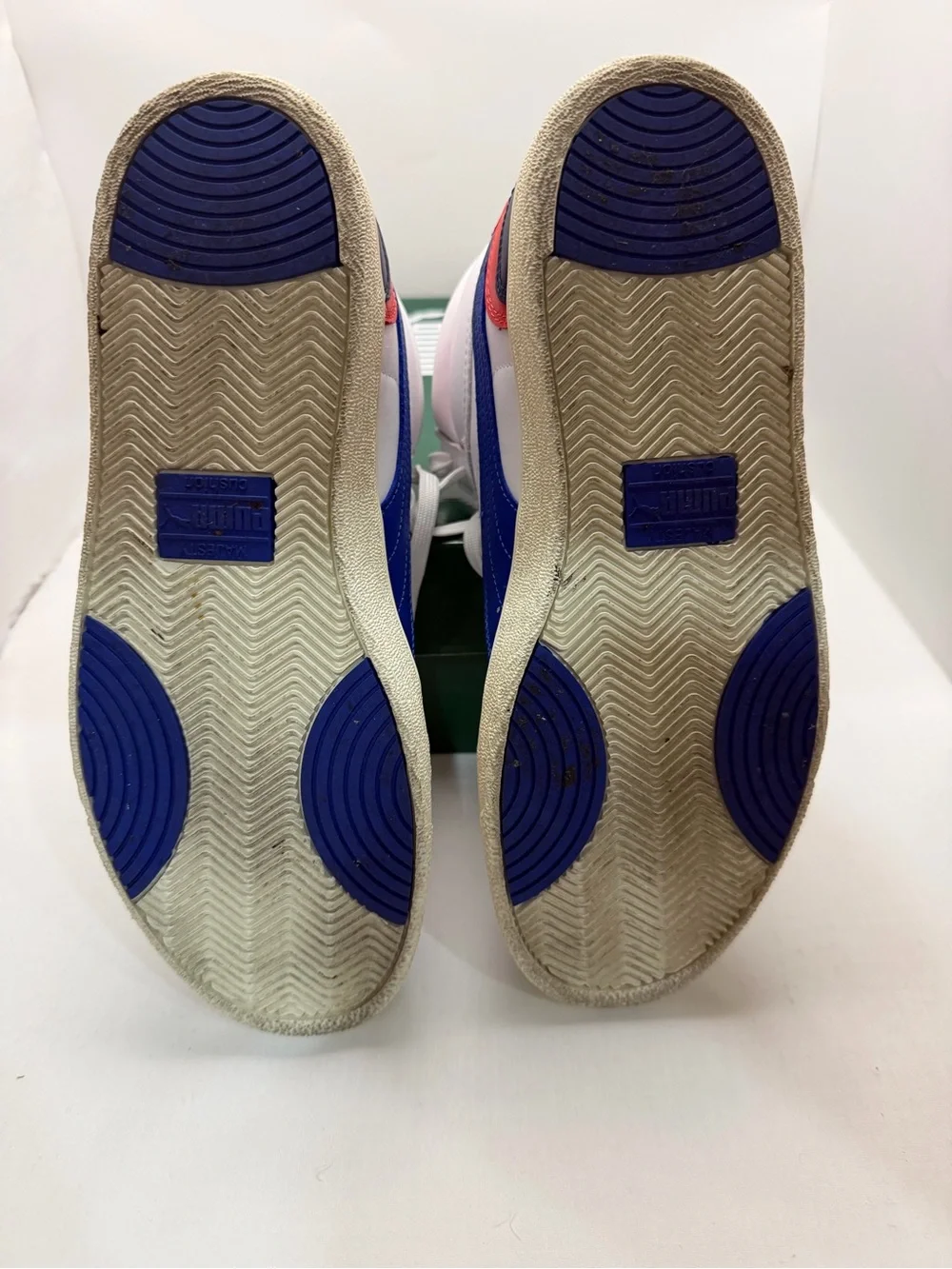 Puma Men's White High-Top Sneakers with Blue and Red Accents
